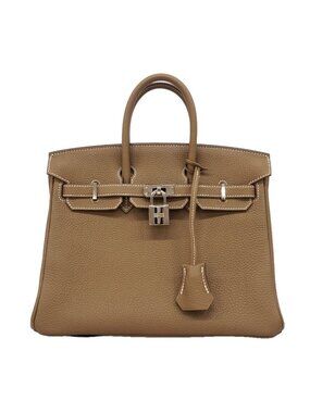 Hermes Handbag Birkin 25 Togo Etoupe Silver